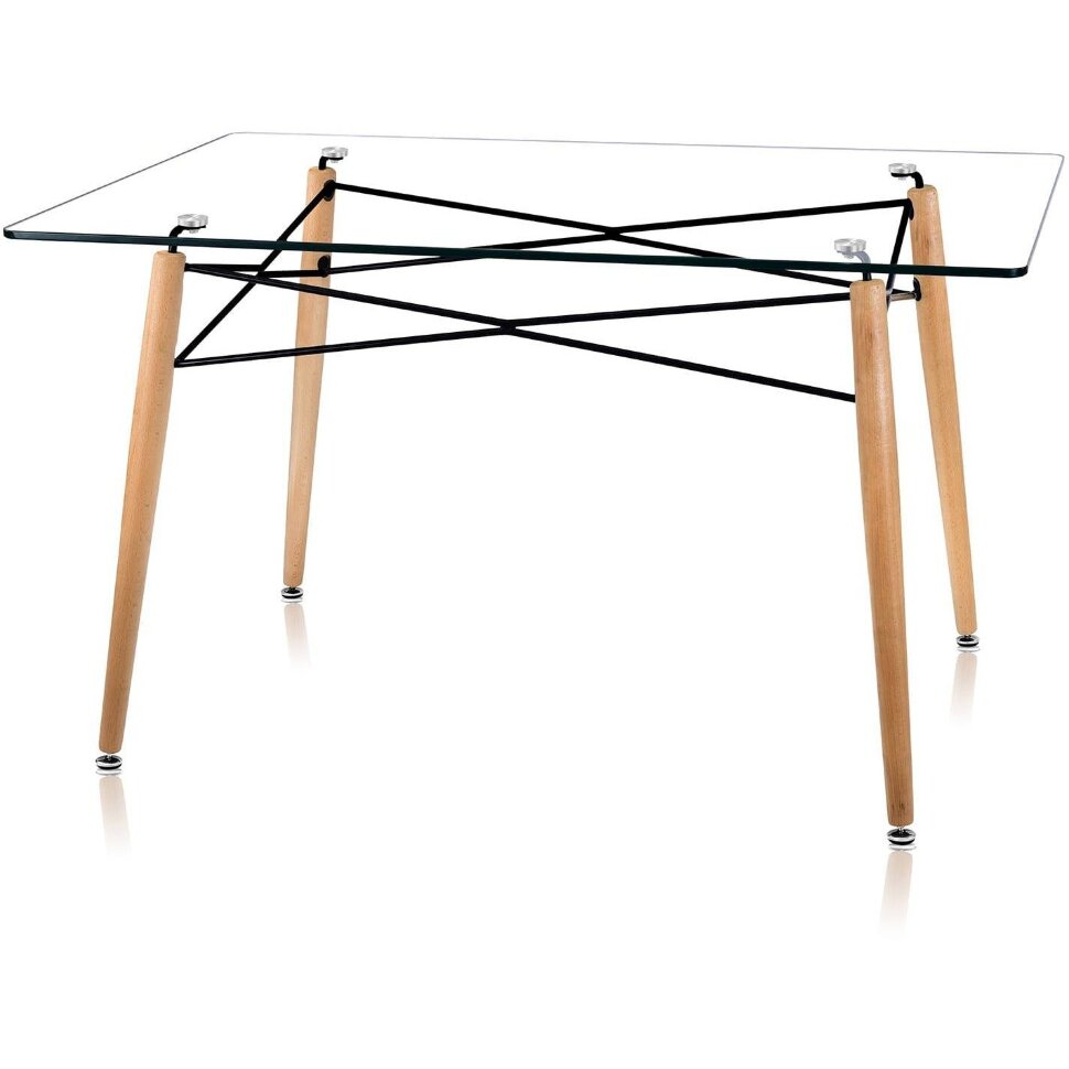 Стол обеденный Stool Group DSW 130*80, прозрачный столешница стекло ножки из массива дерева Стол обеденный Stool Group DSW 130*80, прозрачный столешница стекло ножки из массива дерева