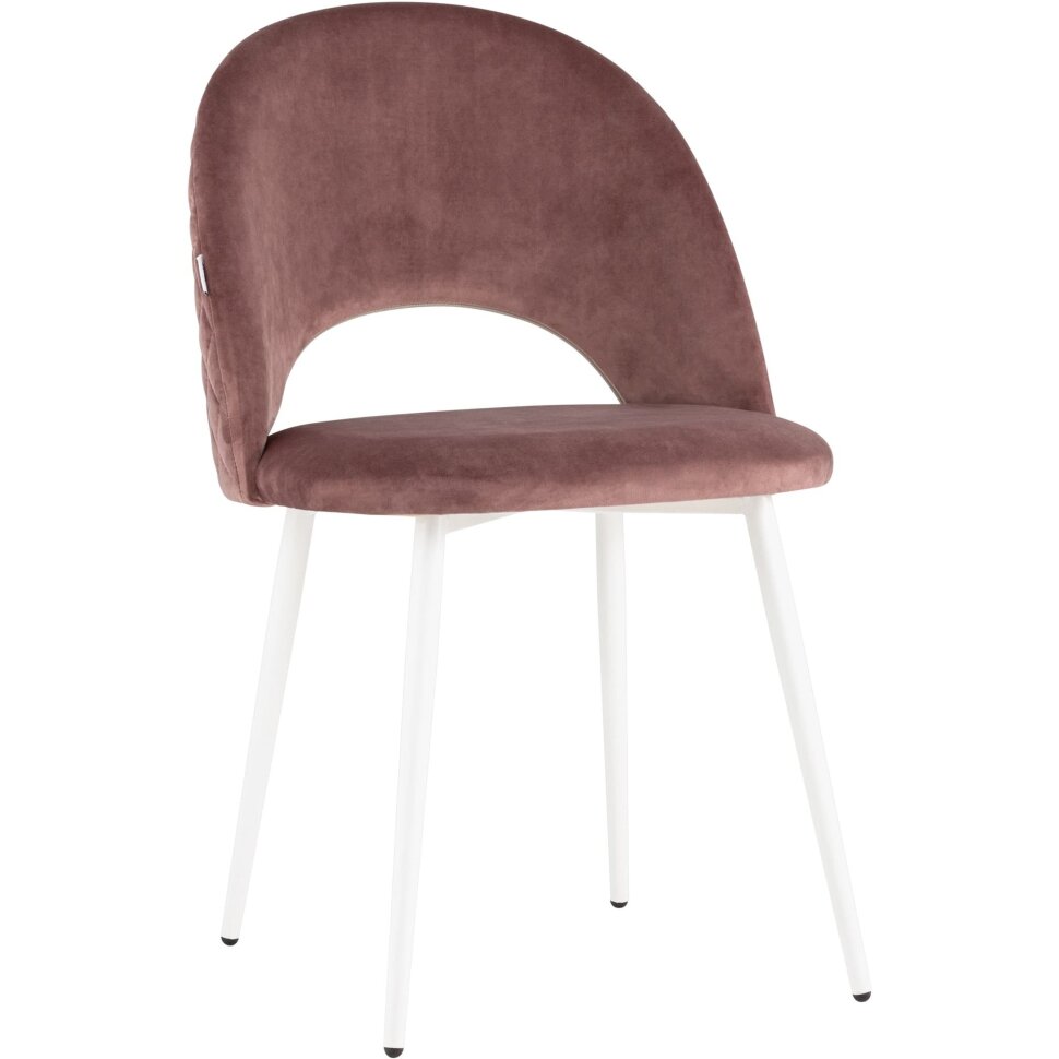 Стул Stool Group Меган велюр с ромбами пыльно-розовый белые ножки из металла Стул Stool Group Меган велюр с ромбами пыльно-розовый белые ножки из металла